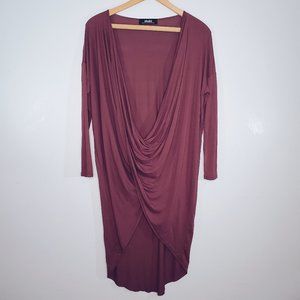 Lulu's Burgundy Twist Front Plunge Dress